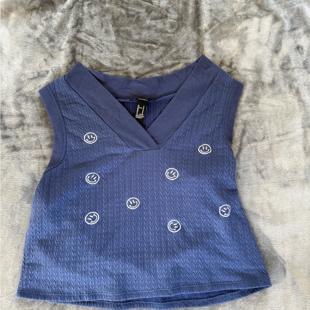 Stylish Blue Sleeveless Top